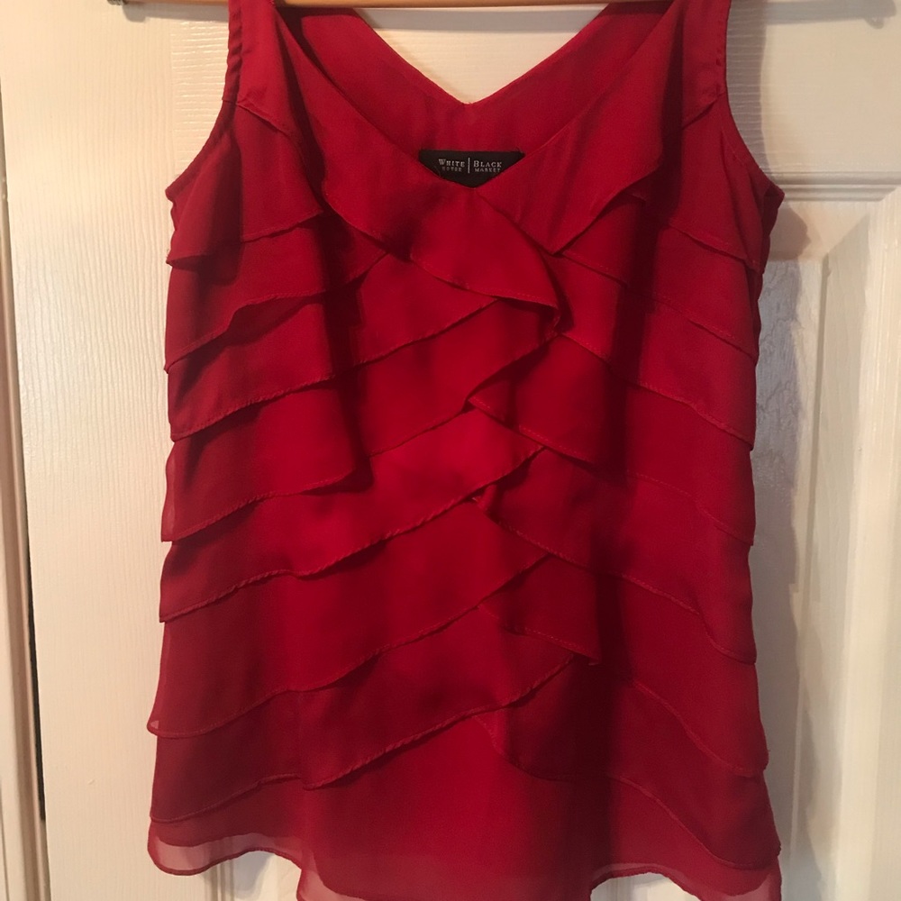 White House Black Market WHBM Red Top Tiered XXS